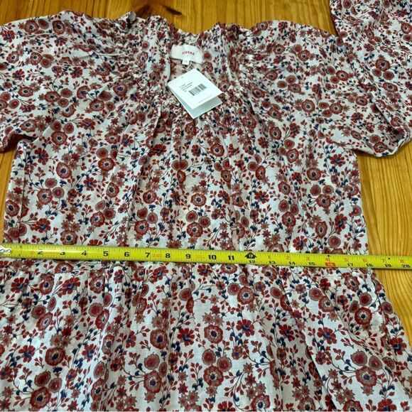 Xirena Dalyn Dress Women's XS Tiered Floral Red Spark Cotton Silk Blend NWT - Picture 9 of 15